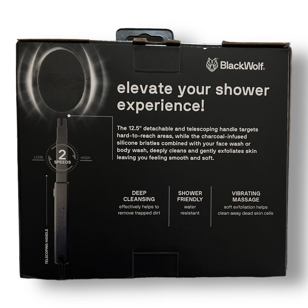 Black Wolf Sonic Scrubber Vibrating Face & Body Brush New & Sealed in Packaging - Picture 3 of 7